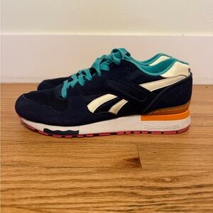 Reebok Classic GL-6000 Navy/TealOrange Sneakers w/ Pink Soles